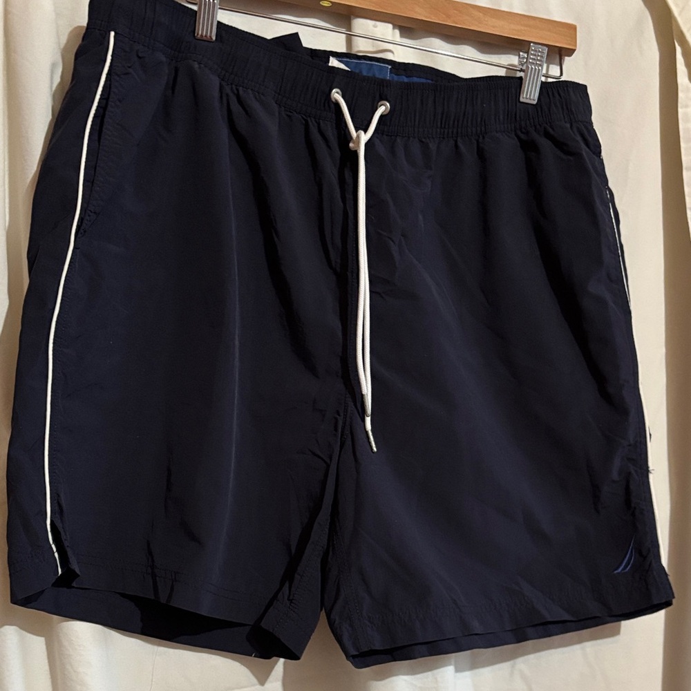 NAUTICA Navy Blue Swim Shorts with White Trim